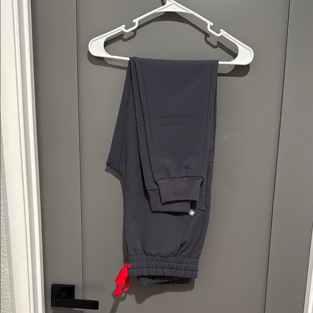 Figs Women’s Gray Jogger Pants with Red Drawstring